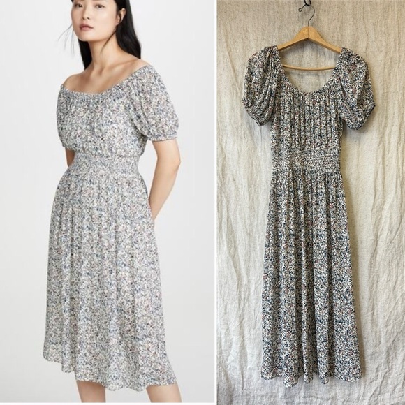 Madewell Dresses & Skirts - Madewell Smock-Waist Peasant Midi Dress in Blossoming Vine size small tall
